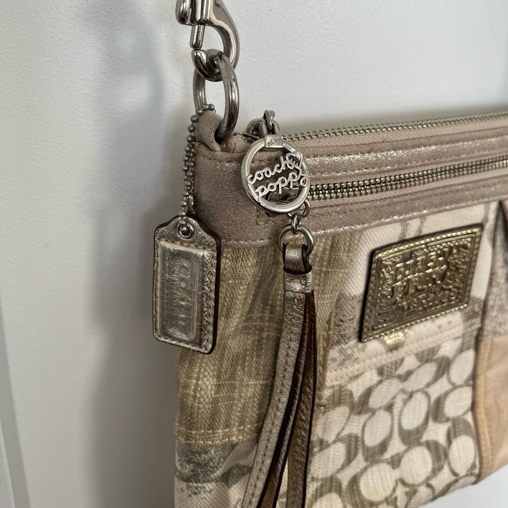 Coach Patchwork Signature Crossbody Bag in Beige, Gold, & Taupe, y2k - Picture 12 of 16